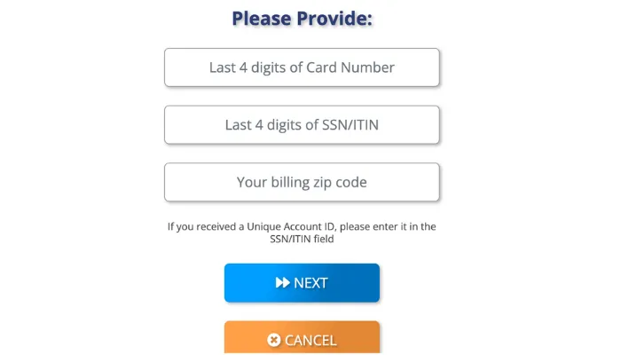 Screenshot of Verve Credit Card Signup